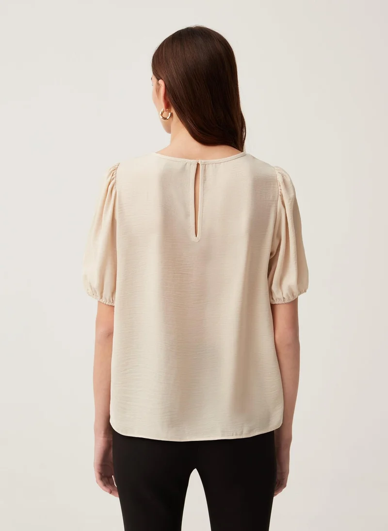 Ovs Crêpe Blouse With Puff Sleeves