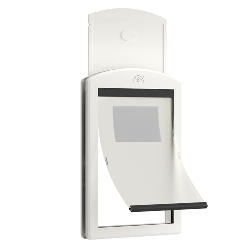 Classicmacher White Frame Dog Doors for Medium Dogs Strong Plastic Pet Door with Sliding Lock Panel and Magnetic Soft Flap Doggy Door for Door Doggie Door Up to 25Lbs Medium Milk White - Image 1