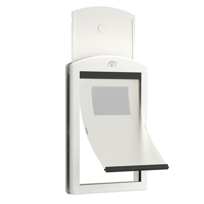 Classicmacher White Frame Dog Doors for Medium Dogs Strong Plastic Pet Door with Sliding Lock Panel and Magnetic Soft Flap Doggy Door for Door Doggie Door Up to 25Lbs Medium Milk White - Image 2