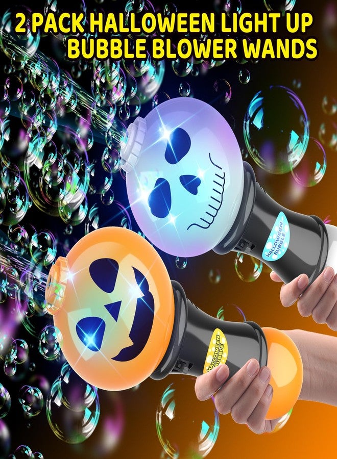 spring flower SpringFlower Halloween Toy,Bubble Blower Wand,6.7 Inch Illuminating Bubble Maker with LED Light-Up Effect for Kids,Halloween Bubble Party Favor,Pumpkin & Skull Design, 2 Pack - Image 2
