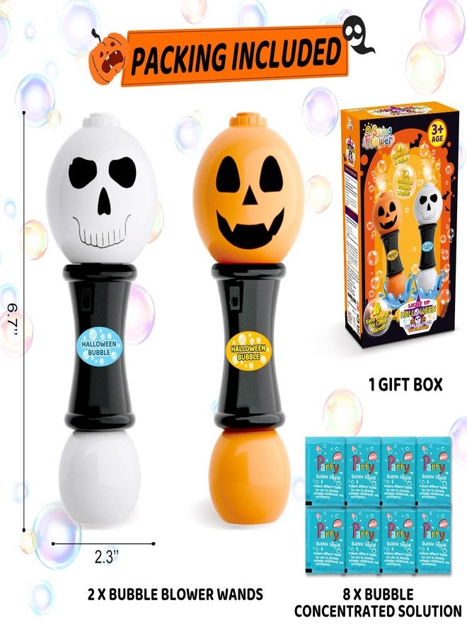 spring flower SpringFlower Halloween Toy,Bubble Blower Wand,6.7 Inch Illuminating Bubble Maker with LED Light-Up Effect for Kids,Halloween Bubble Party Favor,Pumpkin & Skull Design, 2 Pack - Image 5