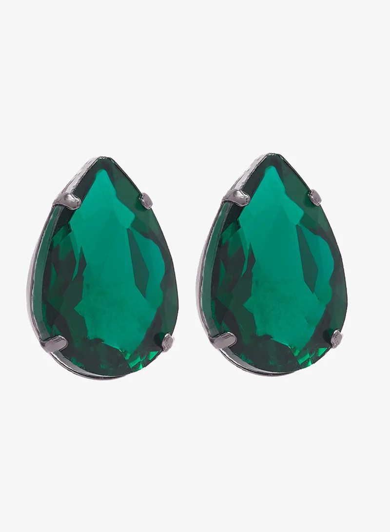 Khizana Emerald Embellished Detail Ear Cuff And Earring Stud