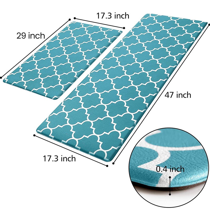 KMAT Kitchen Mat [2 PCS] Cushioned Anti-Fatigue Kitchen Rug, Waterproof Non-Slip Mats and Rugs Heavy Duty PVC Ergonomic Comfort Standing Foam Mat for Kitchen, Floor Home, Office, Sink, Laundry - Image 2