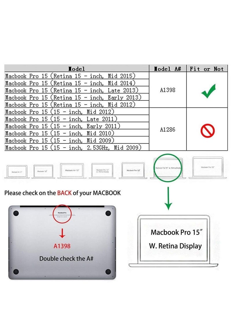 Hard Case Cover Smooth Touch Matte Hard Case Cover Only Compatible with MacBook Pro 15 inch with Retina Display A1398 2012-2015 Release (NO Touch Bar/NO CD-ROM) - Image 2