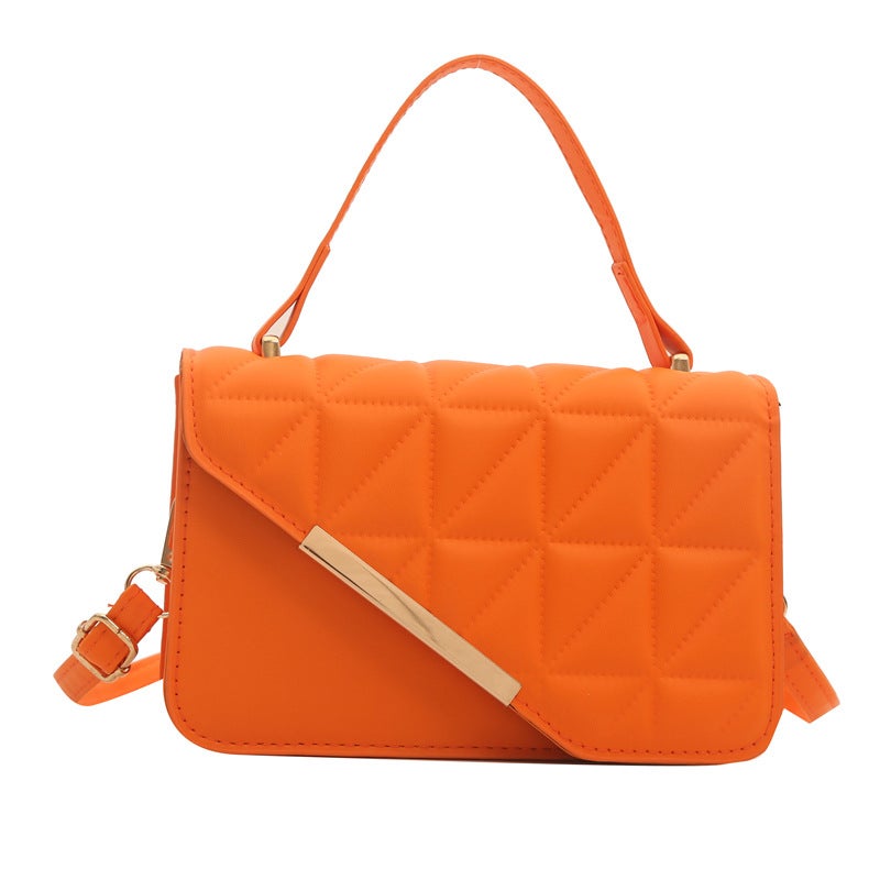 French Style Distinctive Trendy Indentation Bag Women'S New Fashionable Texted Simple Small Square Bag Fashionable Portable Crossbody Bag - Image 1