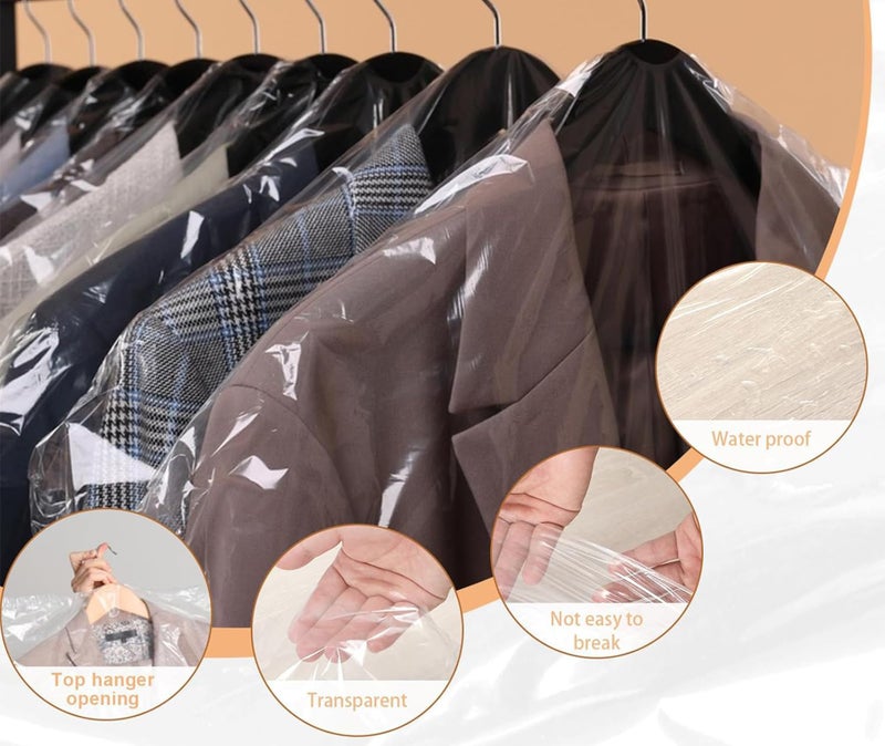 NUDFSY 30Pcs Transparent Bags, Covers For Clothes, Plastic Bags For Packing, Transparent Clothing Dustproof Cover, Universal Size 23.6 x 35.4 In, 10 cm , 10 cm , 0.5 cm - Image 3