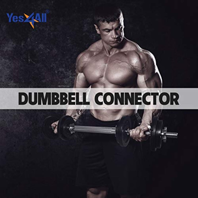 Home gym adjustable dumbbell handle in black powder-coated steel for 1 cast iron plates, featuring secure collar compatibility and versatile straight barbell/arm blaster functionality - Image 5