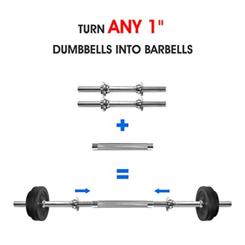 Home gym adjustable dumbbell handle in black powder-coated steel for 1 cast iron plates, featuring secure collar compatibility and versatile straight barbell/arm blaster functionality - Image 3