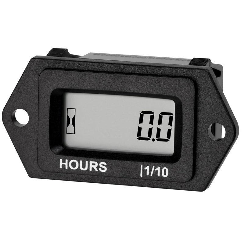 Runleader عداد ساعات رقمي LCD من ، يعمل بتيار متردد/مستمر من 5 فولت إلى 277 فولت؛ يُستخدم لجزازة العشب الركوبية، جزازة العشب ذات الدوران الصفري، الجرار، المولد، عربة النادي، عربة الغولف، المحرك البحري الخارجي، مركبة ATV، عربة الثلج، الضاغط، والمعدات التي تعمل بالغاز. - Image 1