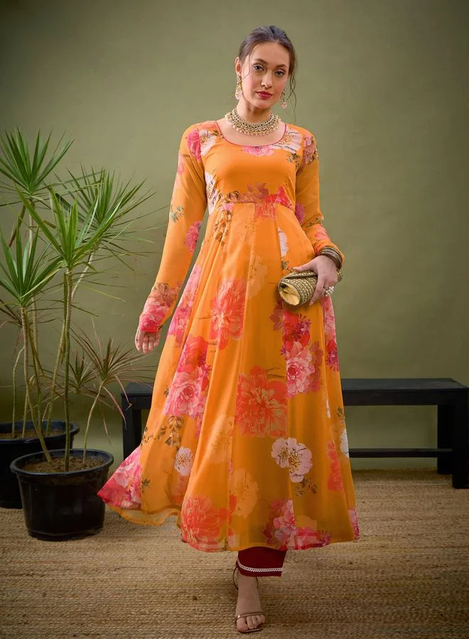 ساسافراس Floral Print Back Tie Up A-Line Kurta by Styli