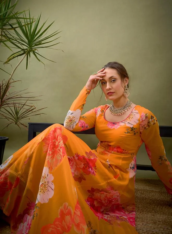 ساسافراس Floral Print Back Tie Up A-Line Kurta by Styli