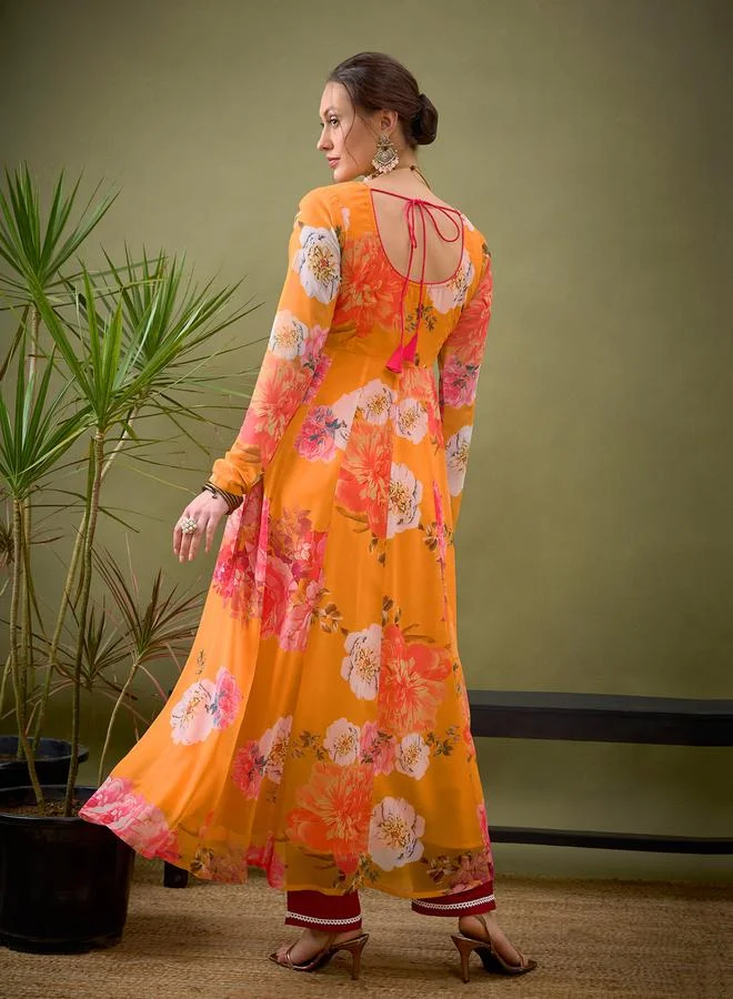 ساسافراس Floral Print Back Tie Up A-Line Kurta by Styli