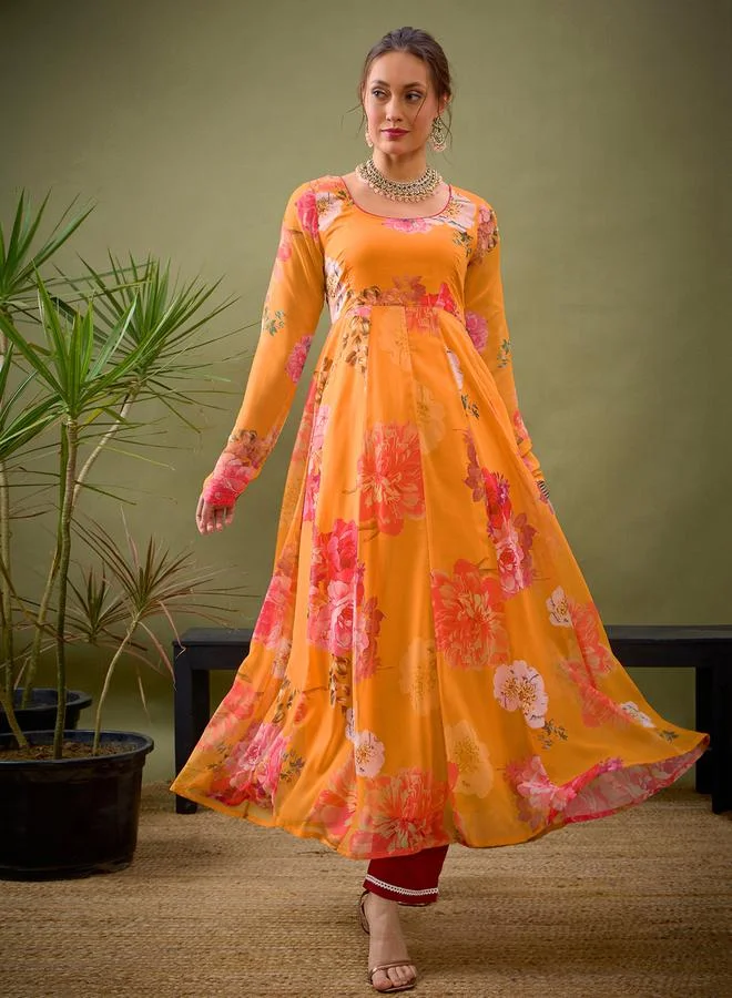 ساسافراس Floral Print Back Tie Up A-Line Kurta by Styli