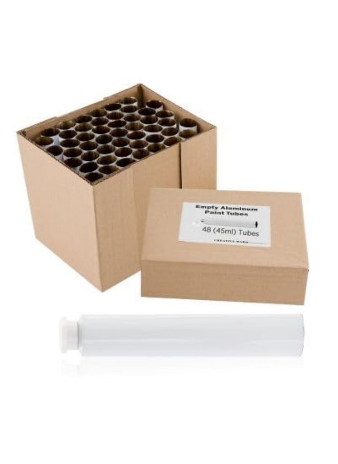 Creative Mark - Creative Mark Empty Paint Tubes - Box of 48 Empty Aluminum Paint Tubes & Caps, 45ml, Easy-Open Caps, Easy to Crimp, Perfect for Storing Custom Mixed Acrylics, Gouaches, Watercolors, Oils - Image 1