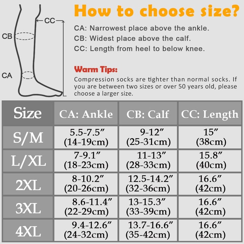 Casmon 2 Pairs Zipper Compression Socks For Women & Men 15-20 Mmhg Closed Toe Knee High Support Sock For Varicose Vein Edema - Image 5