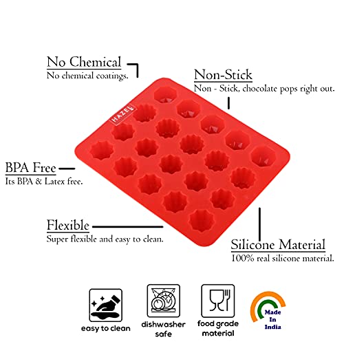 HAZEL Silicone Flower and Round Chocolate 3D DIY Homemade Candy Baking Mould, Oven Safe Food Grade Reusable, Red - Image 3