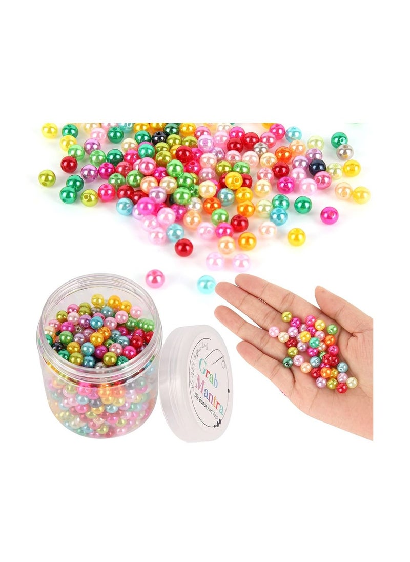 Grab Mantra - 550 Pcs 8mm Tiny Satin Luster Glass Multicolor Pearl Beads Round Loose Spacer For Jewelry Making - Image 1