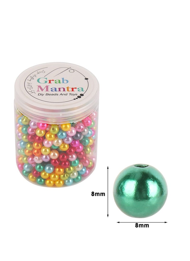 Grab Mantra - 550 Pcs 8mm Tiny Satin Luster Glass Multicolor Pearl Beads Round Loose Spacer For Jewelry Making - Image 1