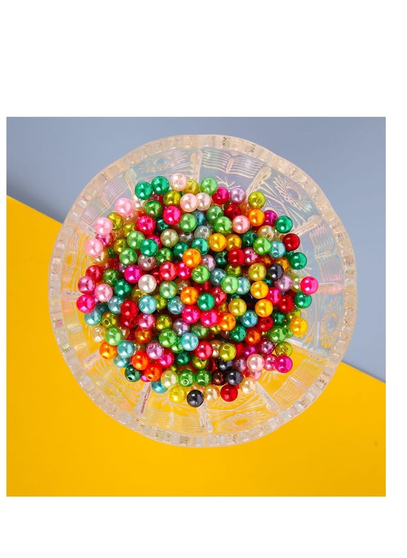 Grab Mantra - 550 Pcs 8mm Tiny Satin Luster Glass Multicolor Pearl Beads Round Loose Spacer For Jewelry Making - Image 1