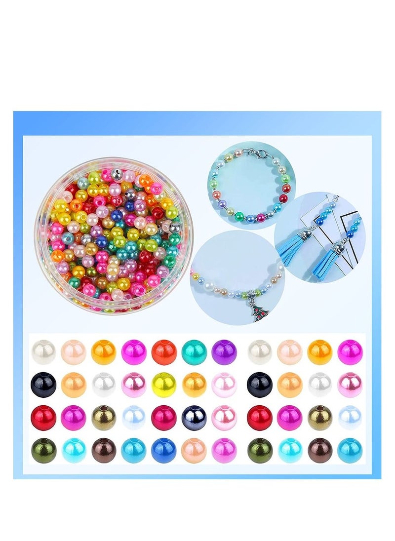 Grab Mantra - 550 Pcs 8mm Tiny Satin Luster Glass Multicolor Pearl Beads Round Loose Spacer For Jewelry Making - Image 1