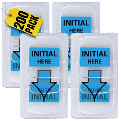 1InTheOffice Initial Here Flags – Blue Arrow Sticker Tabs, Self-Adhesive Initial Here Tabs & Sticky Tabs, Initial Stickers, 200-Pack - Image 1