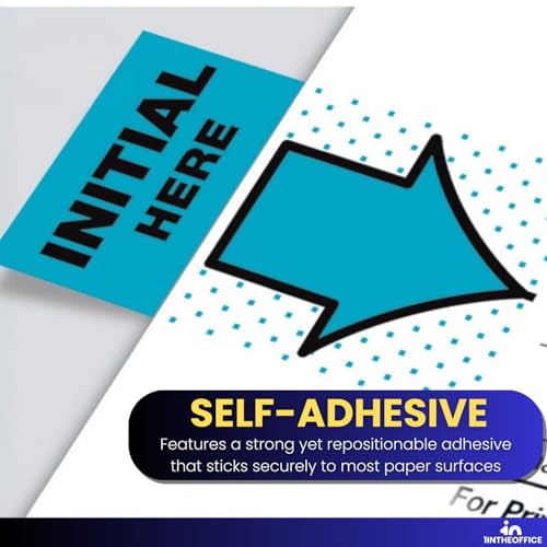 1InTheOffice Initial Here Flags – Blue Arrow Sticker Tabs, Self-Adhesive Initial Here Tabs & Sticky Tabs, Initial Stickers, 200-Pack - Image 4