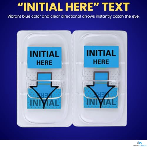 1InTheOffice Initial Here Flags – Blue Arrow Sticker Tabs, Self-Adhesive Initial Here Tabs & Sticky Tabs, Initial Stickers, 200-Pack - Image 3