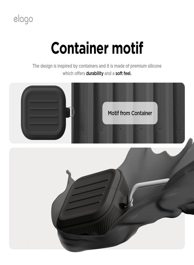 elago Compatible with Samsung Galaxy Buds 3 Pro & 3 & 3 FE Case, Armor Case with Carabiner, Premium Silicone Cover, Wireless Charging, Headphone Accessories, for Men, for Women (Black) - Image 4