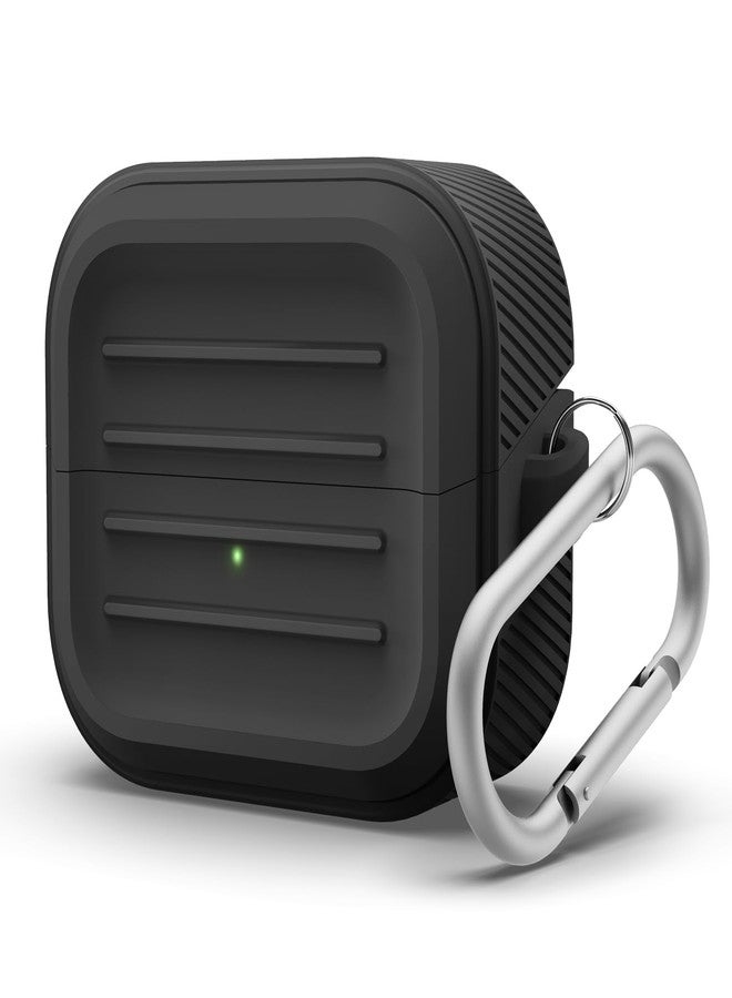 elago Compatible with Samsung Galaxy Buds 3 Pro & 3 & 3 FE Case, Armor Case with Carabiner, Premium Silicone Cover, Wireless Charging, Headphone Accessories, for Men, for Women (Black) - Image 1