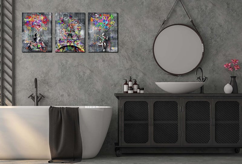 SIXTTART Banksy 3 Piece Canvas Wall Art - Image 4