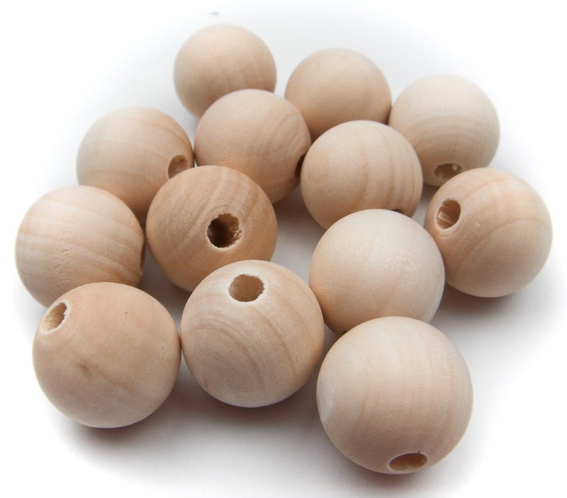 ALL in ONE Natural Color Round Wood Spacer Beads for DIY Project 30mm 172gram20pcs - Image 3