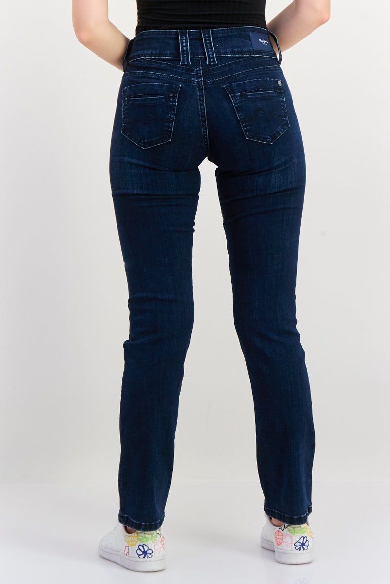 Pepe Jeans جينز نسائي مستقيم مغسول قابل للتمدد، دنيم داكن - Image 2