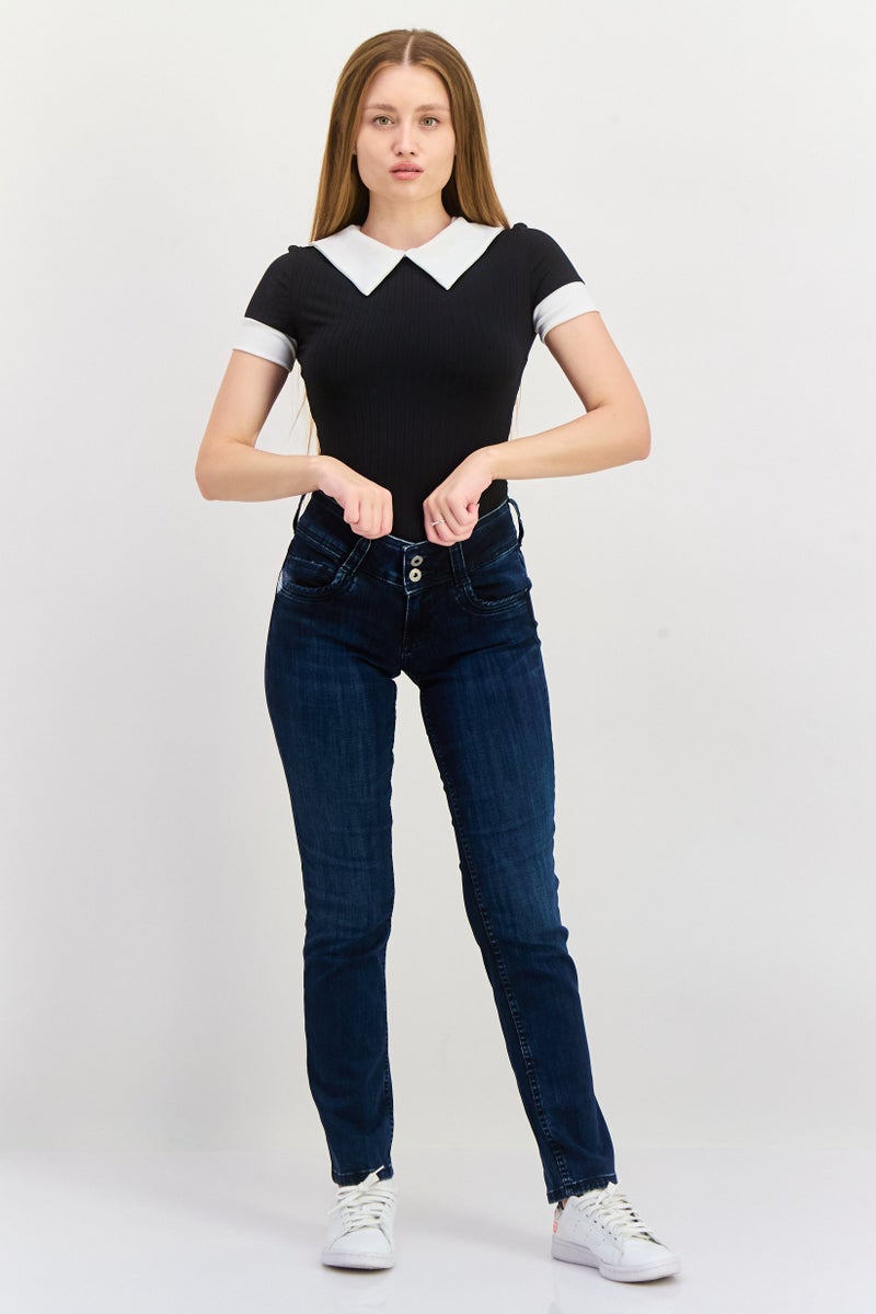 Pepe Jeans جينز نسائي مستقيم مغسول قابل للتمدد، دنيم داكن - Image 4