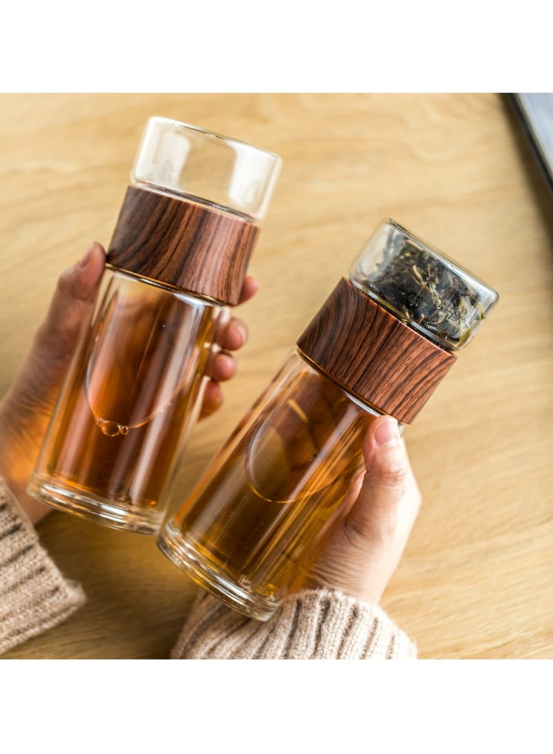 SYOSI Double Glazed Tea Mug, 12.5Oz Glass Water Bottle with Tea Infuser Portable Tea Tumbler Travel Tea Mug for Tea, Coffee, Cold Water, Hot Water - Image 4