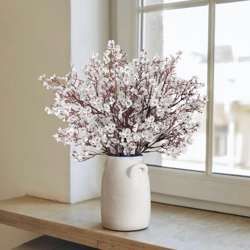 HIAGROW HIAGROW Babys Breath Artificial Flowers  8 Bundles Real Touch Silvery Fake Flowers Burgundy Silk Flowers Bulk for Vase Home Office Wedding Christmas Indoor Outdoor Centerpiece Table Party Decorations - Image 4