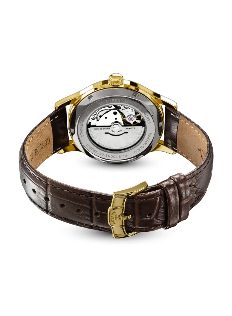 Rotary  Men's 1895 Automatic Watch, 40 mm, Champagne Dial, Brown Leather Strap for Men | Best Price UAE
