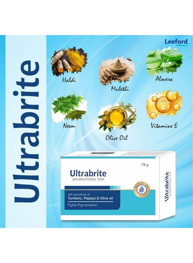 Leeford Ultrabrite Skin Brightening Soap (Assorted Color) Bar Combo Pack Of 3With Neem & Aloevera Extract;Active Ingredients Goodness Of Turmericpapaya & Olive Oil For All Skin Type(75G Each) - Image 5
