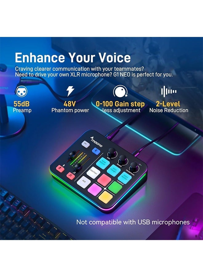 MAONO Gaming Audio Mixer, Audio Interface with Pro-preamp, RGB, Bluetooth, 48V Phantom Power for Live Streaming, Podcasting, Content Create, Gaming Caster G1 NEO (Not for USB Mic) - Image 2