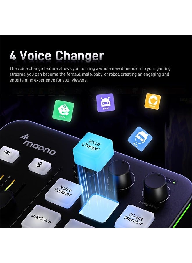 MAONO Gaming Audio Mixer, Audio Interface with Pro-preamp, RGB, Bluetooth, 48V Phantom Power for Live Streaming, Podcasting, Content Create, Gaming Caster G1 NEO (Not for USB Mic) - Image 3