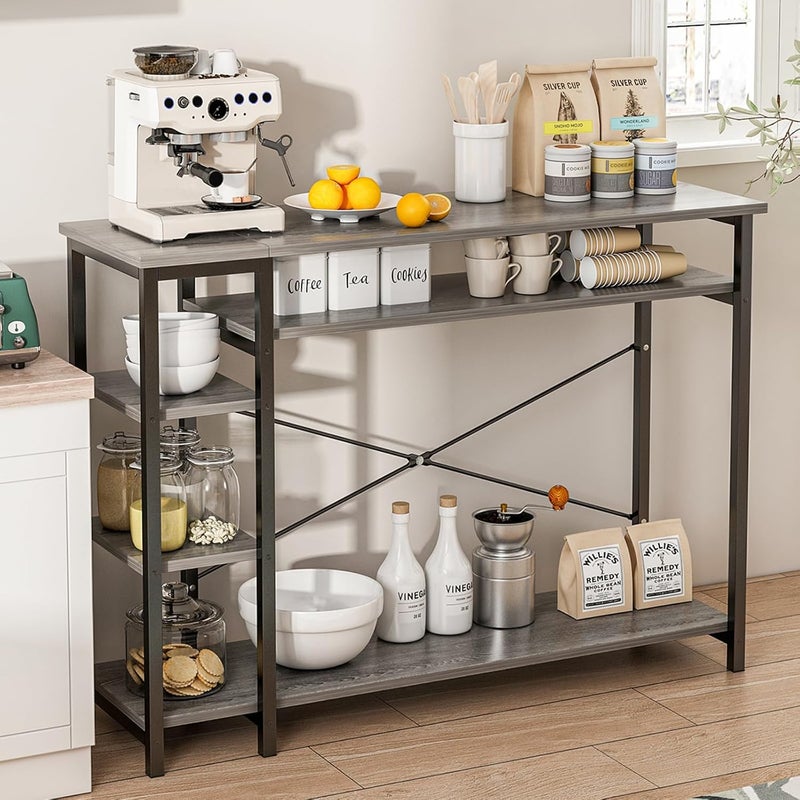JANTENS Console Tables for Living Room, Entryway Table with 4 Storage Shelves,Hallway Entry Table,Long Behind Couch Table (Grey,130 * 35 * 90cm, Centimeters, 90, Centimeters, 130, Centimeters, 35) - Image 1