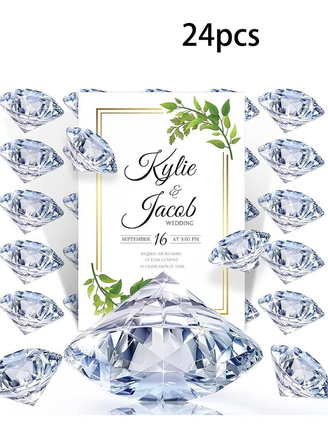 واي جيه 24 حزمة الماس مكان بطاقة حاملي المشارف ، الاكريليك كريستال الجدول بطاقة تقف لحفل الزفاف ، زينة الحفلات ، استحمام الطفل ، زينة الجدول واضحة - Image 1