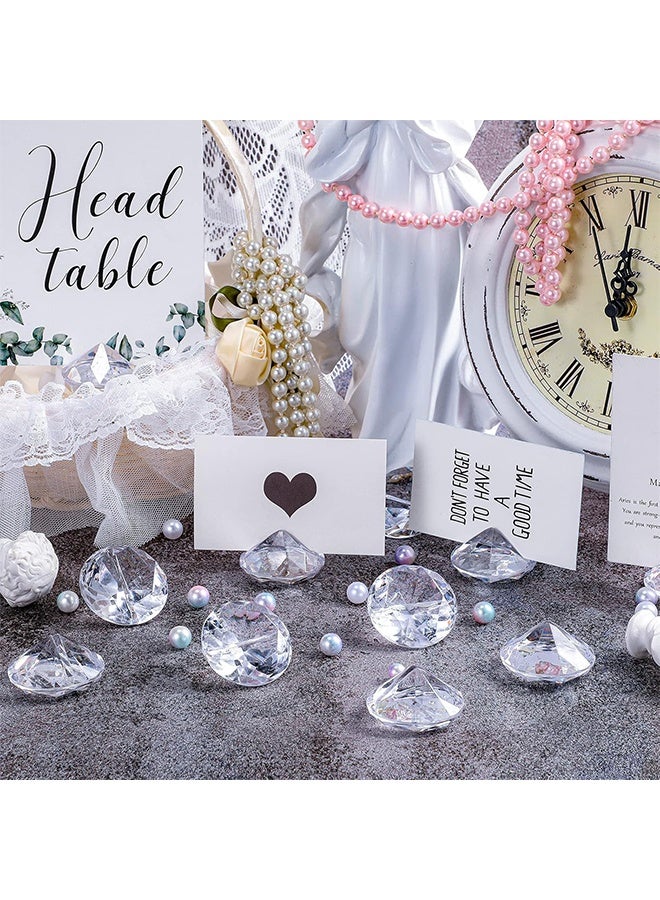 واي جيه 24 حزمة الماس مكان بطاقة حاملي المشارف ، الاكريليك كريستال الجدول بطاقة تقف لحفل الزفاف ، زينة الحفلات ، استحمام الطفل ، زينة الجدول واضحة - Image 5