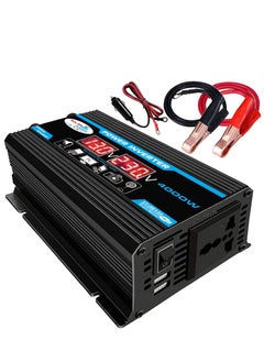Generic 4000W Car Power Inverter DC 12V to AC 220V Converter Modified Sine Wave Inverter High Frequency Watt Power Charger Inverter with Dual USB Port Battery Clips Display Screen  - Image 1
