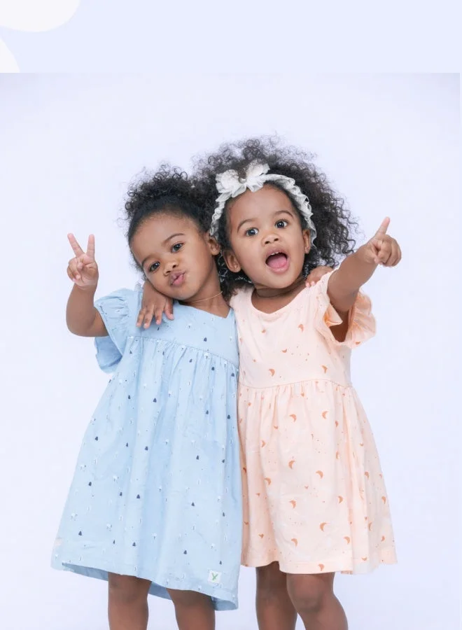 لؤي فستان LUAY للفتيات الصغيرات فائق النعومة مصنوع من الخيزران بنسبة 100% - فستان صيفي بأكمام مكشكشة للأطفال الصغار والرضع بألوان احتفالية، عبوة من قطعتين