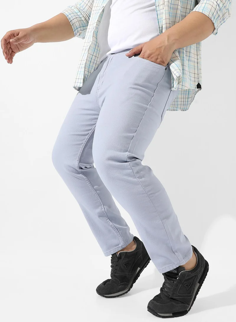Instafab Plus Instafab Plus Men's Light Grey Solid Denim Jeans