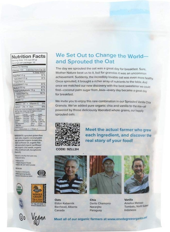 One Degree Organic Foods One Degree Sprouted Oat Vanilla Chia Granola, 11 fl oz - Image 3