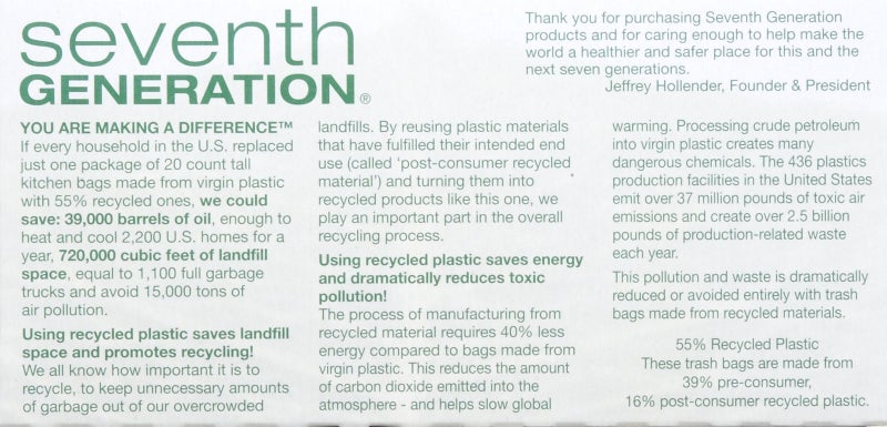 Seventh Generation Drawstring Trash Bags - 13 gal - 20 ct - 2 pk - Image 2