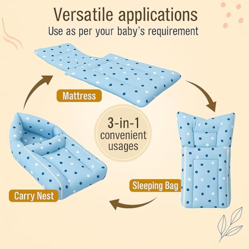 DADDY - G DADDY G 3-in-1 Baby & Sleeping Bag for Newborn | Portable Cotton Baby Bedding Set | Unisex Carry Nest & Baby Holder for New Born | Soft & Lightweight Infant Sleep Bag - Image 5