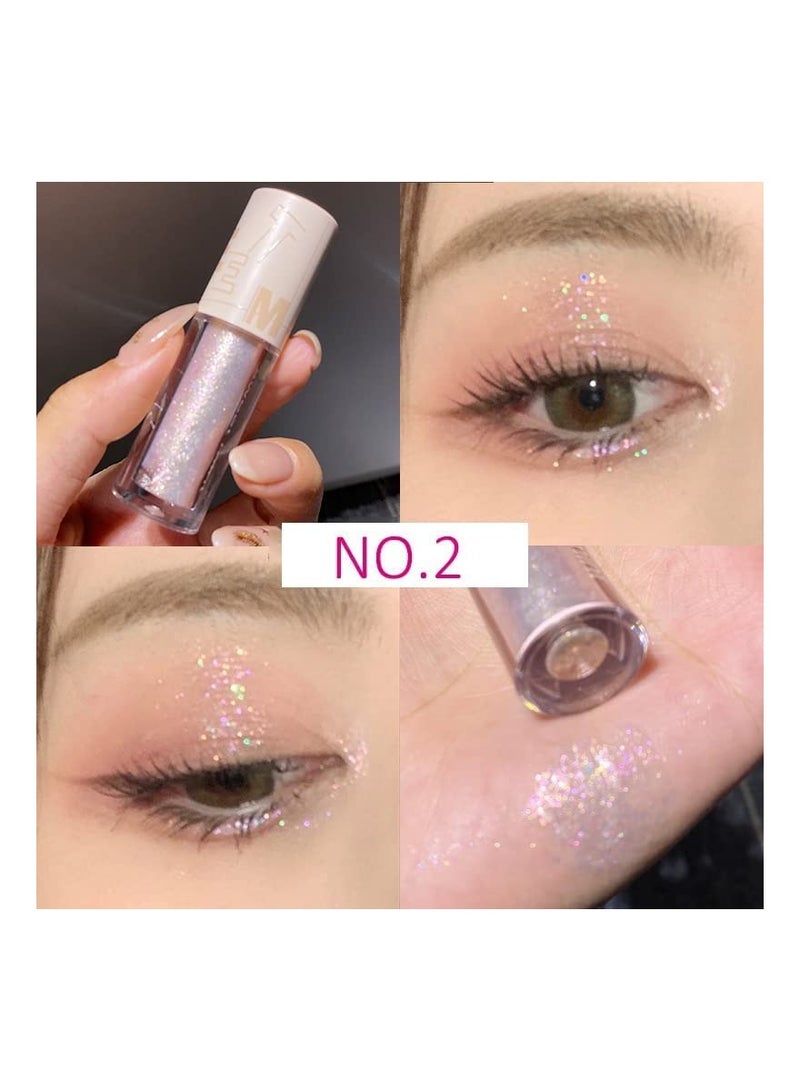 SYOSI 5 Pcs Liquid Glitter Eyeshadow - Shimmer Eye Shadow Gel Kit - Sparkling Metallic High Pigmented Glitter Eye Shadow, Quick Drying Long Lasting Creates High-Impact Multi Dimensional Beauty Eye Looks - Image 4