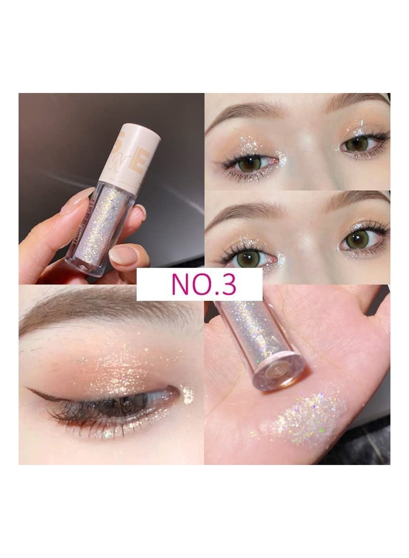 SYOSI 5 Pcs Liquid Glitter Eyeshadow - Shimmer Eye Shadow Gel Kit - Sparkling Metallic High Pigmented Glitter Eye Shadow, Quick Drying Long Lasting Creates High-Impact Multi Dimensional Beauty Eye Looks - Image 5